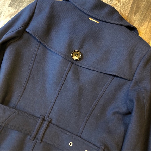 SOLDBurberry Wool Navy Double Breasted Belted Coat - Picture 8 of 8
